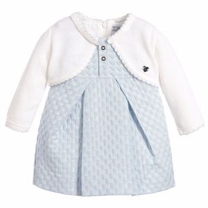 Mayoral | Blue Jacquard Dress w Ivory Cardigan